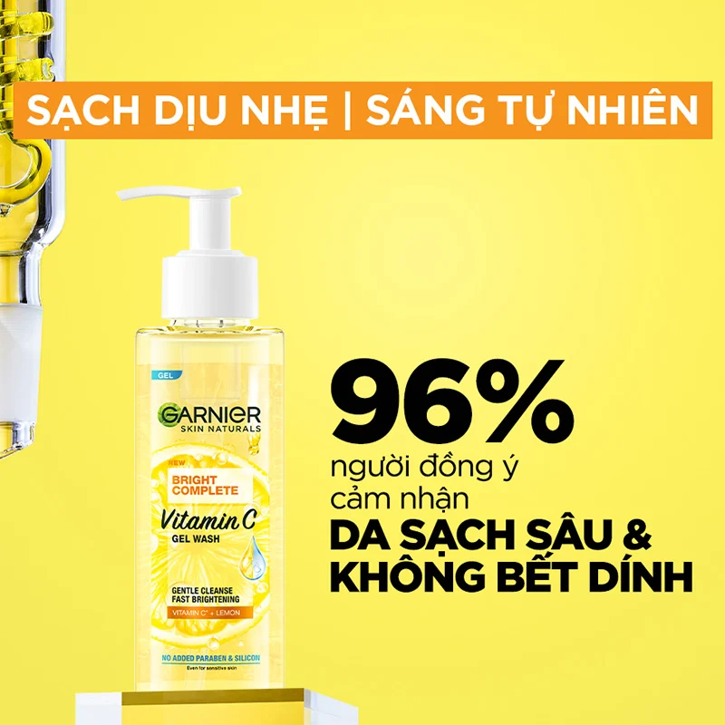 Gel Rửa Mặt Garnier Bright Complete Vitamin C Gel Wash 120ml