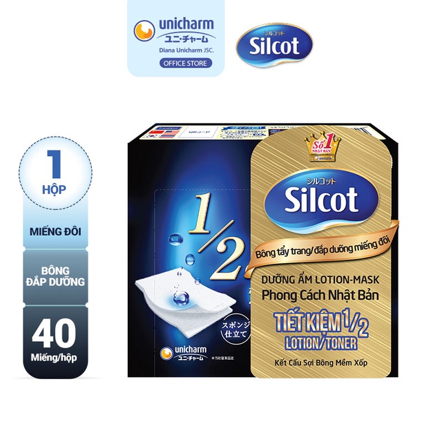 Bông Tẩy Trang Đắp Dưỡng Silcot Miếng Đôi (Hộp 40 Miếng)