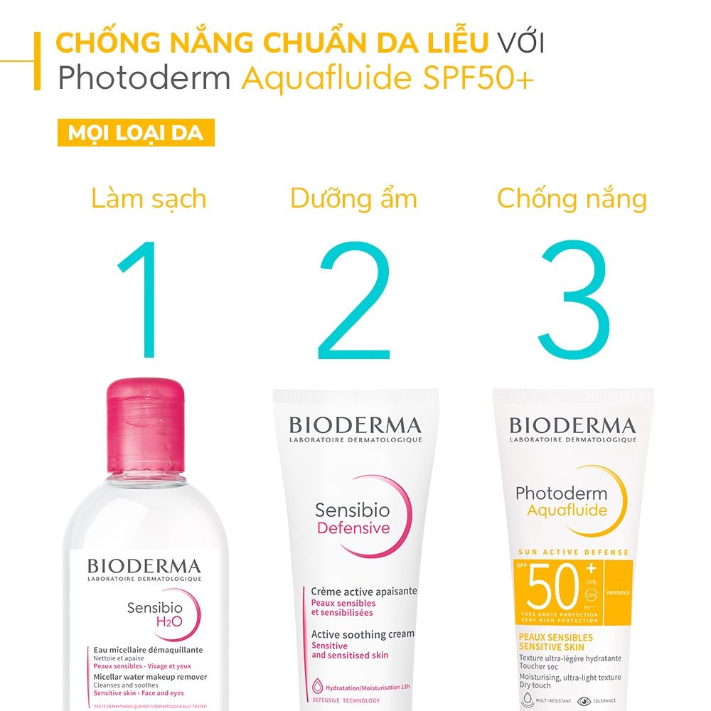 Kem Chống Nắng Bioderma Photoderm Aquafluide SPF 50+ Giảm Bóng Nhờn 40ml