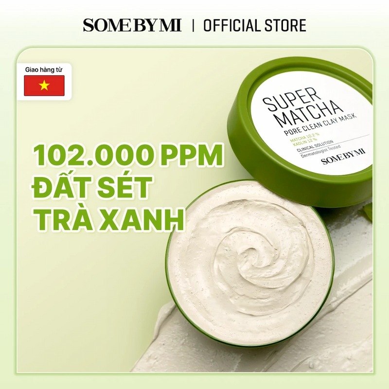 Mặt Nạ Đất Sét Trà Xanh Some By Mi Super Matcha Pore Clean Clay Mask 100g (Mẫu Mới)