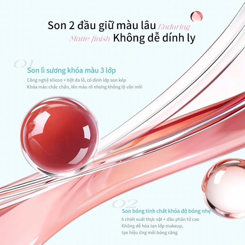 (Mini) Son Kem 2 Đầu Mooekiss Dual Effect Lip Mud (Special Gift) (1.5g x 2)