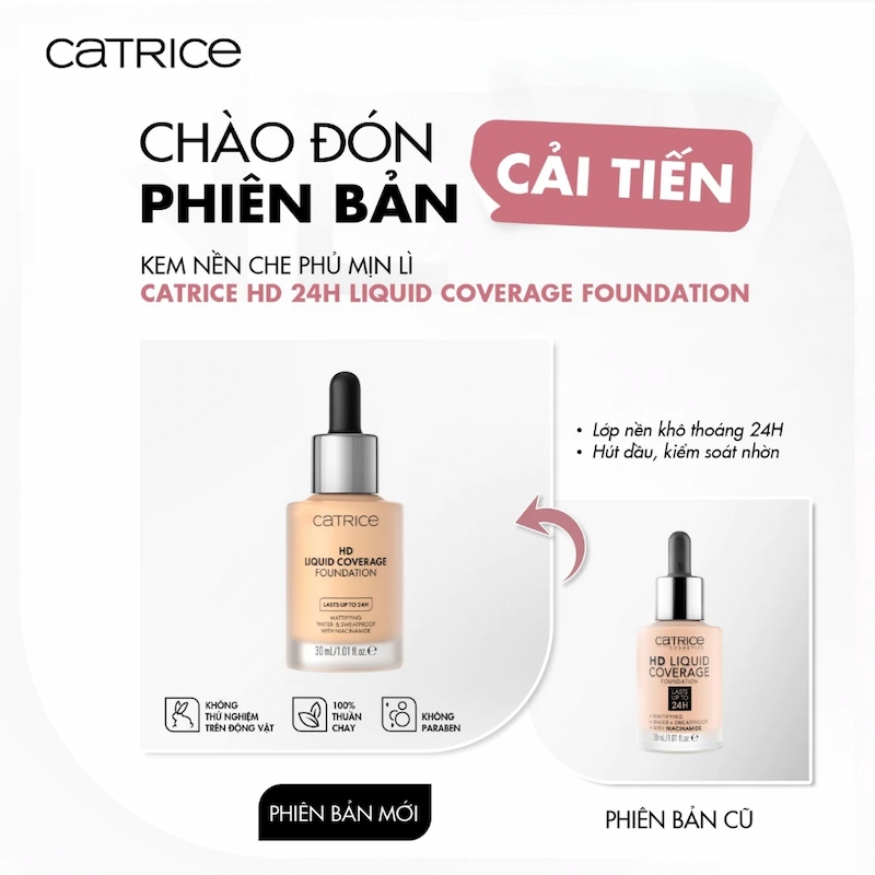 Kem Nền Catrice HD Liquid Coverage 30ml (Mẫu Mới)