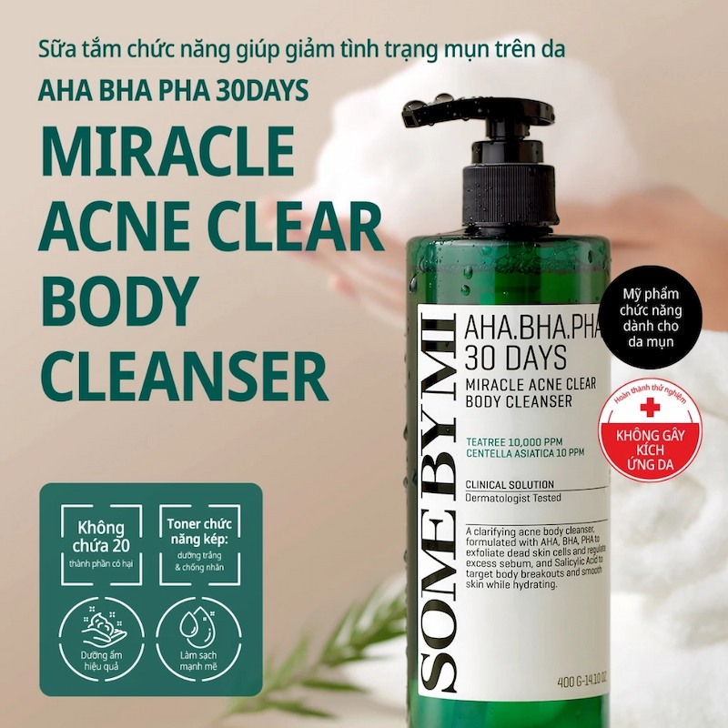 Sữa Tắm Giảm Mụn Some By Mi AHA-BHA-PHA 30 Days Miracle Acne 400g