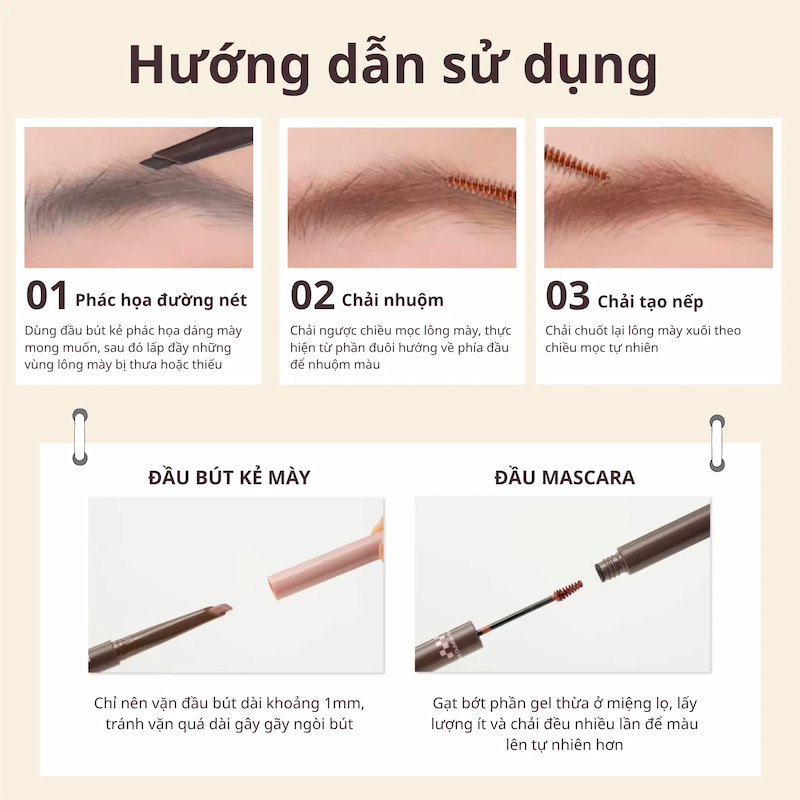 Chì Kẻ & Mascara Lông Mày Pinkpunk Freestyle Multi-Brow Pencil & Tint - 05