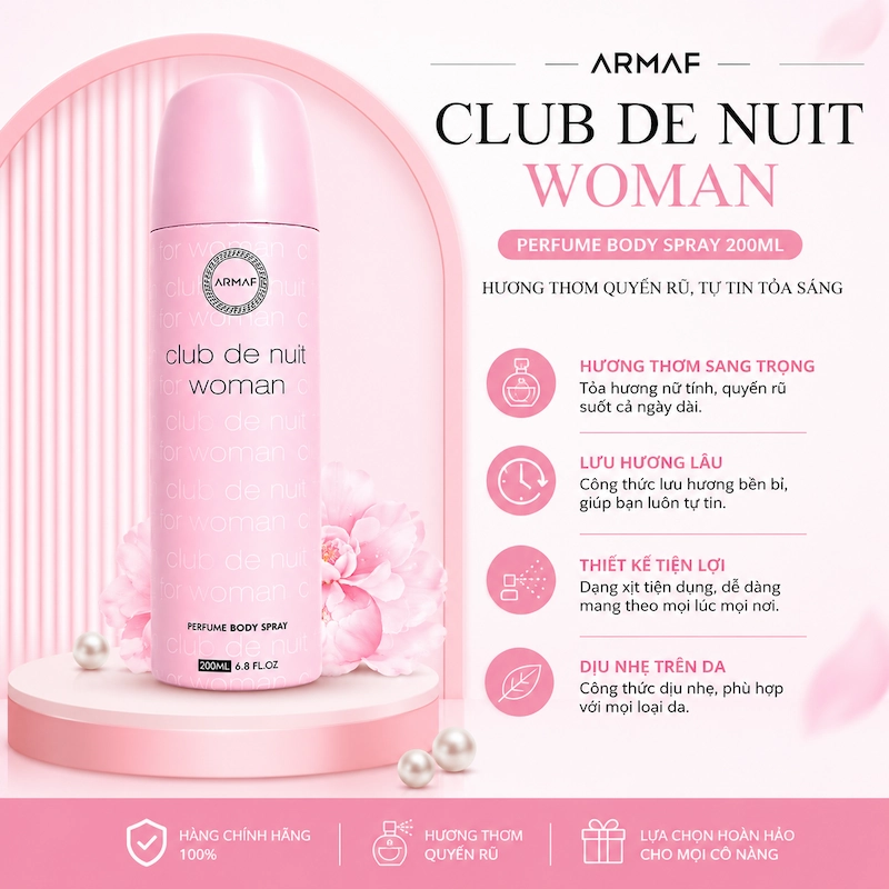 Xịt Thơm Body Nữ Armaf Club De Nuit Woman Perfume Body Spay 200ml