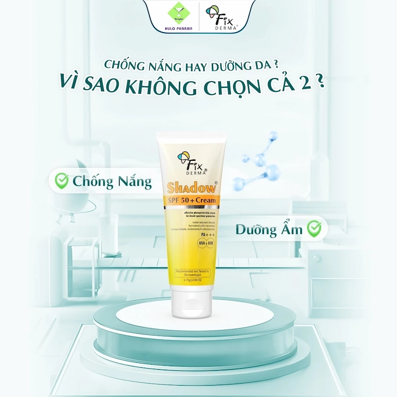 Kem Chống Nắng Fixderma Dưỡng Ẩm Cho Da Mặt & Cơ Thể Shadow SPF 50+ Cream 75g