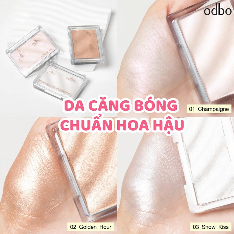 Phấn Bắt Sáng Odbo Glowing Skin Highlighter 4,5g - 03 Snow Kiss