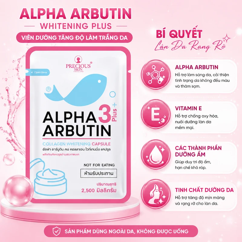 Viên Dưỡng Tăng Độ Làm Trắng Da Alpha Arbutin Whitening Plus (Sản Phẩm Dùng Ngoài Da, Không Được Uống)