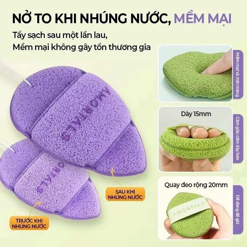 Bông Rửa Mặt Bọt Biển Amortals Wash To Smile Face Washing Puff 1 Cái (Mẫu Mới)