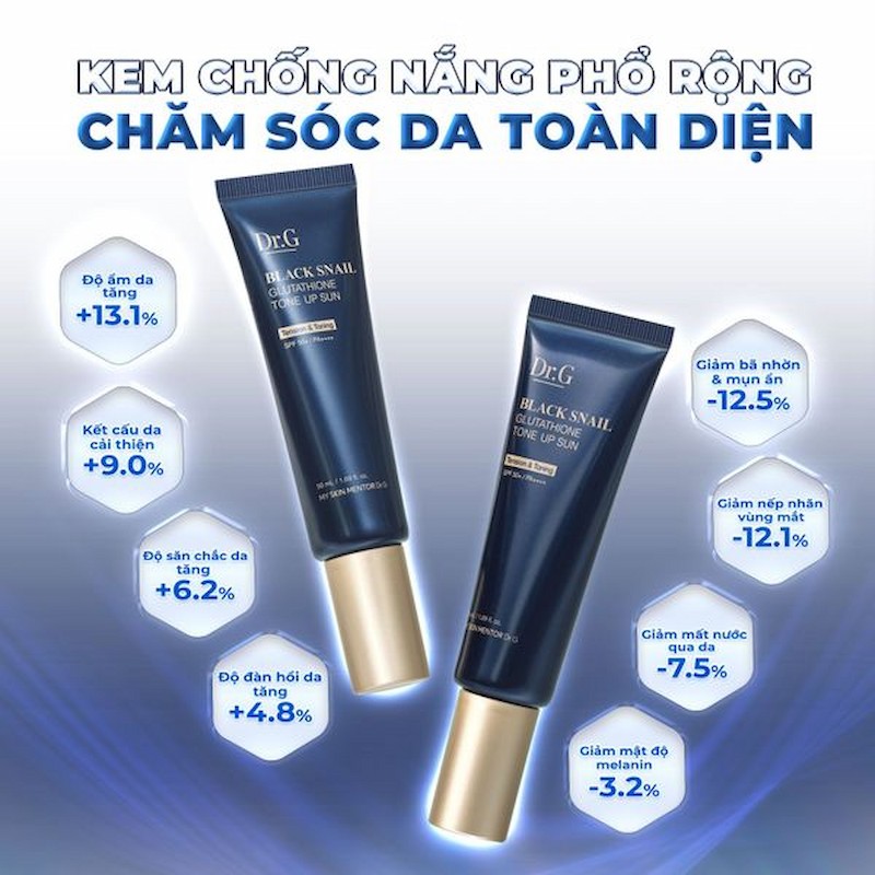 Kem Chống Nắng Dr.G Black Snail Glutathione Tone Up Sun 10ml