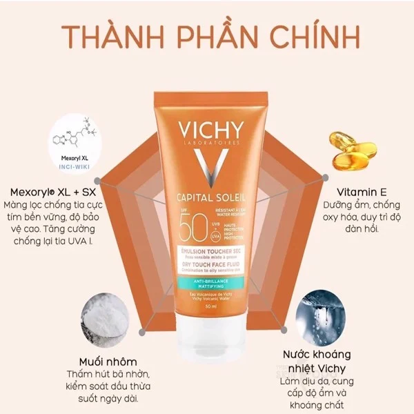 Kem Chống Nắng Vichy Capital Soleil SPF50 50ml (Mẫu Mới)