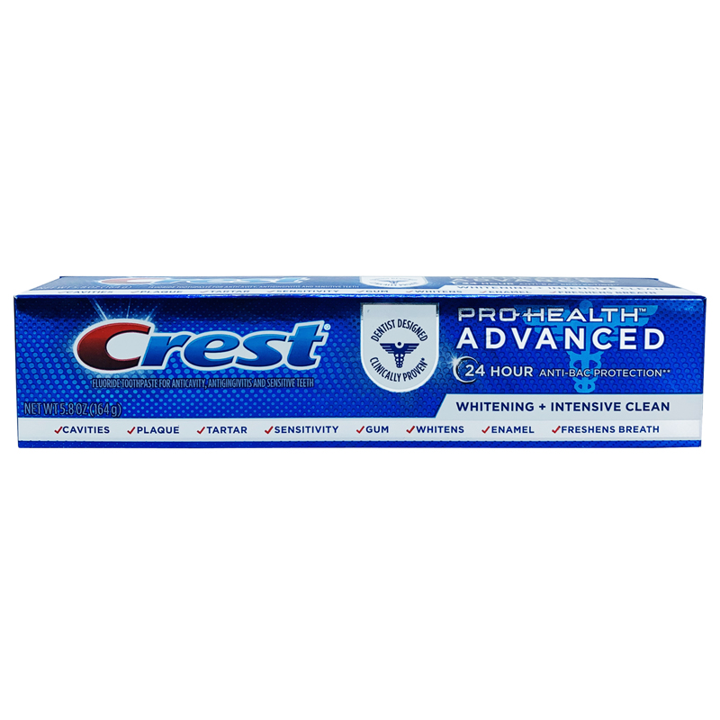 Kem Đánh Răng Crest Pro-Health Advanced Whitening + Intensive Clean 24 Hour Anti-Bac Protection 164g