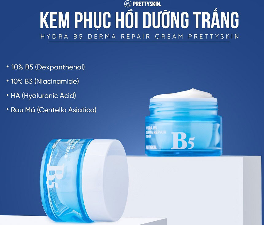 Kem Dưỡng Phục Hồi Và Dưỡng Trắng Da Prettyskin Hydra B5 Derma Repair 52ml