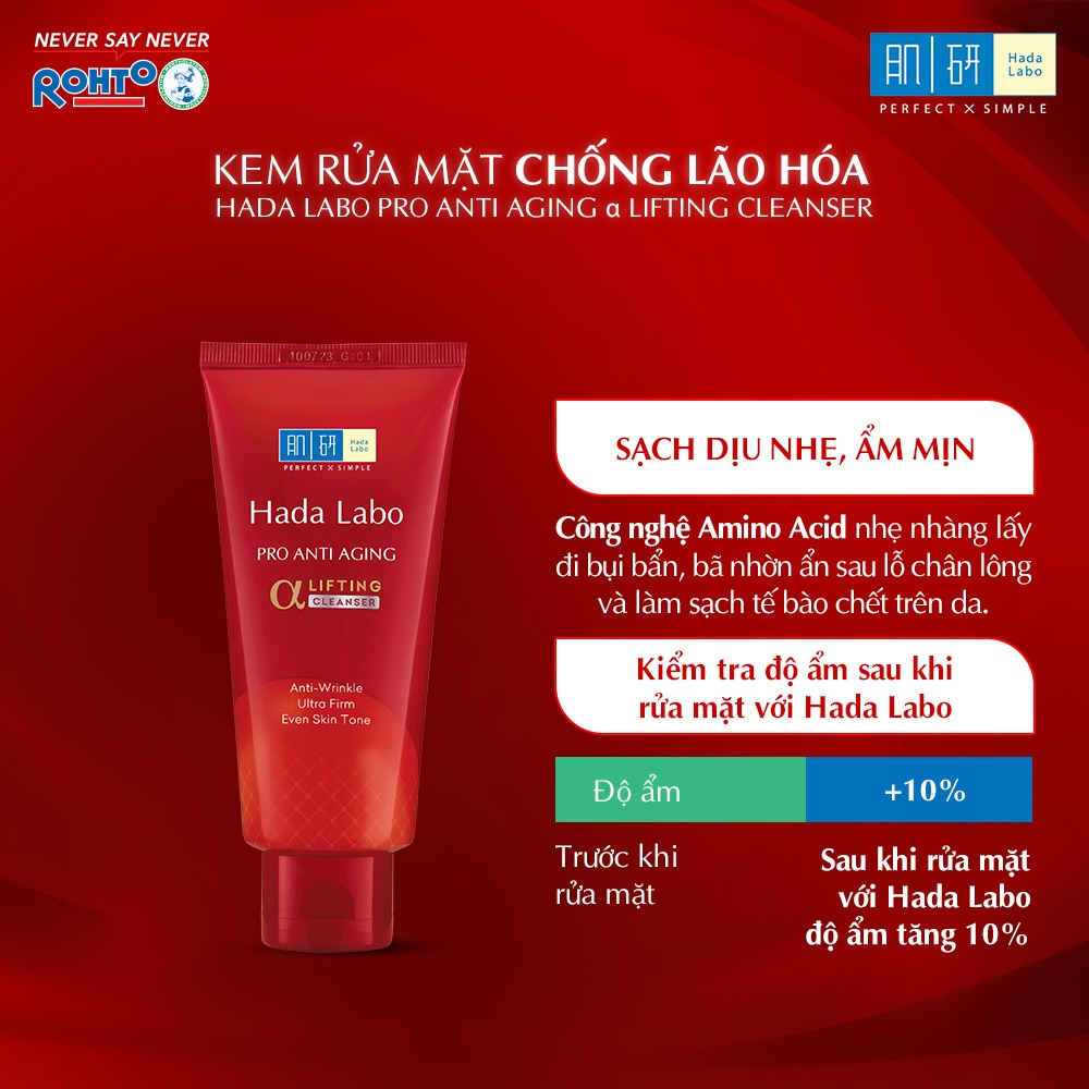 Kem Rửa Mặt Hada Labo Cải Thiện Lão Hóa Da Pro Anti Aging Lifting 80g