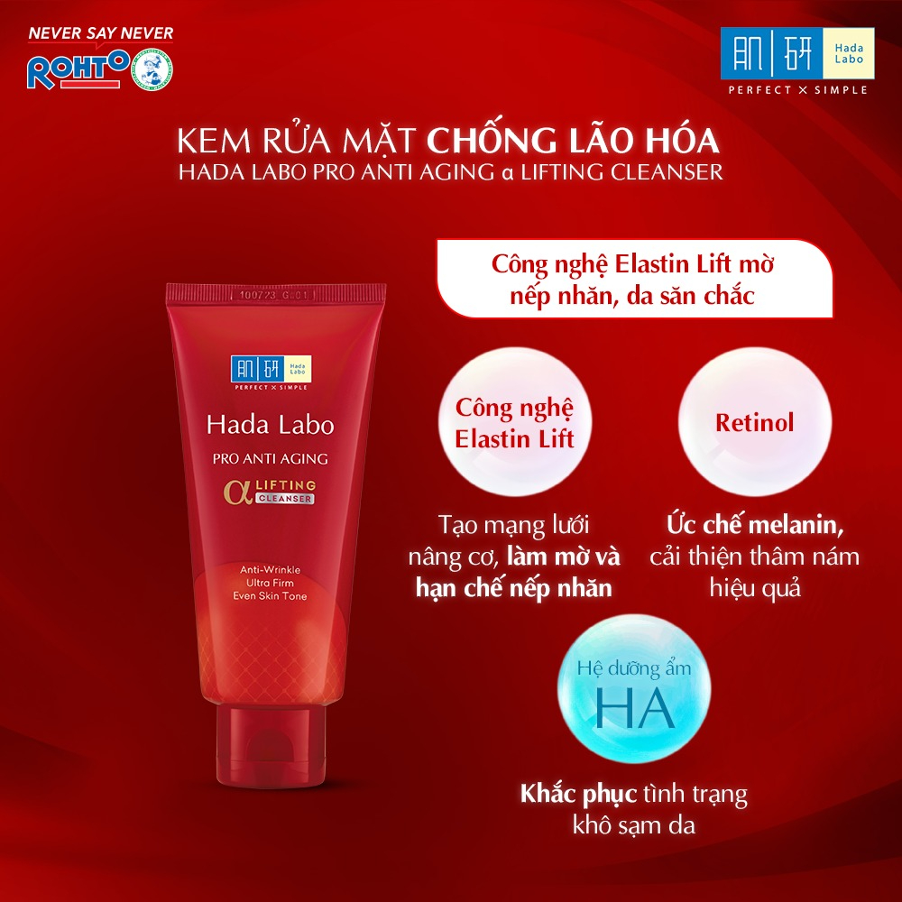 Kem Rửa Mặt Hada Labo Cải Thiện Lão Hóa Da Pro Anti Aging Lifting 80g