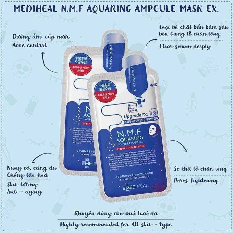 Mặt Nạ Giấy Cấp Nước Dưỡng Ẩm Mediheal N.M.F Aquaring Ampoule Mask Ex