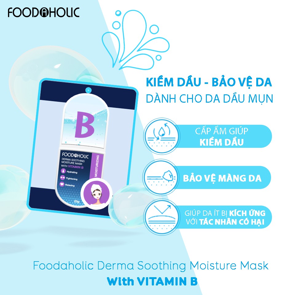 Mặt Nạ Giấy Foodaholic Derma Soothing Moisture Mask With Vitamin B