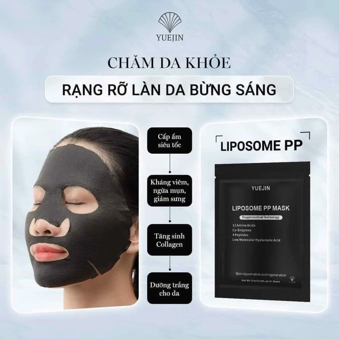 Mặt Nạ Giấy Siêu Phục Hồi Cấp Ẩm Đa Tầng Yuejin Liposome PP Mask 25ml (Đen)
