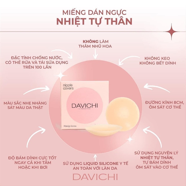 Miếng Dán Ngực Nhiệt Tự Thân Davichi Lingerie Nipple Covers (2 Cặp)