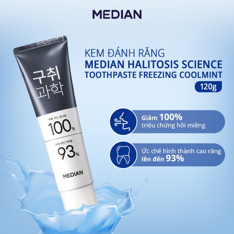 Kem Đánh Răng Median Halitosis Science Toothpaste Freezing Coolmint 120g (Đen)