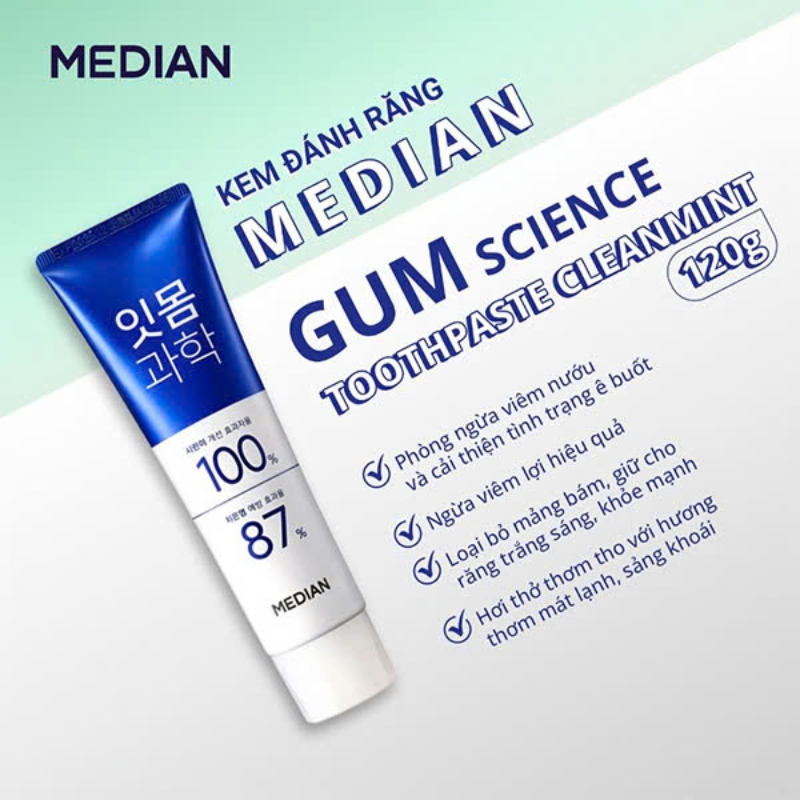 Kem Đánh Răng Median Gum Science Toothpaste Cleanmint 120g (Xanh)