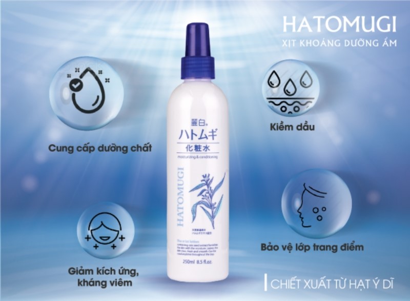 Xịt Khoáng Dưỡng Ẩm Và Làm Sáng Da Hatomugi 250ml