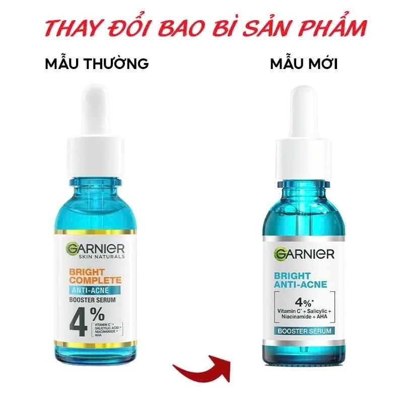 Tinh Chất Garnier Giảm Mụn Mờ Thâm Cho Da Dầu Bright Anti-Acne Booster 30ml (Mẫu Mới)