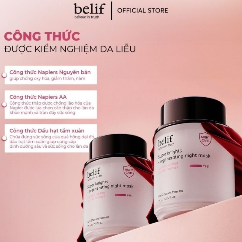 Mặt Nạ Ngủ Tái Sinh Và Chống Lão Hóa Belif Regenerating Night Mask 75ml (Đỏ) - hình 3