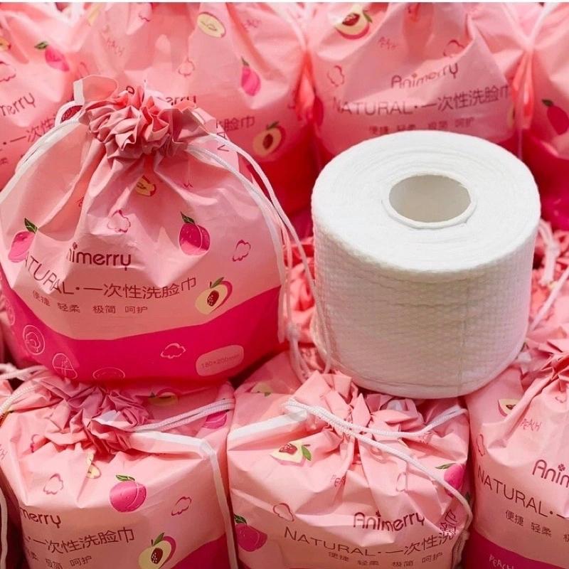 Khăn Giấy Khô Lau Mặt Cotton Animerry (Dạng Cuộn)