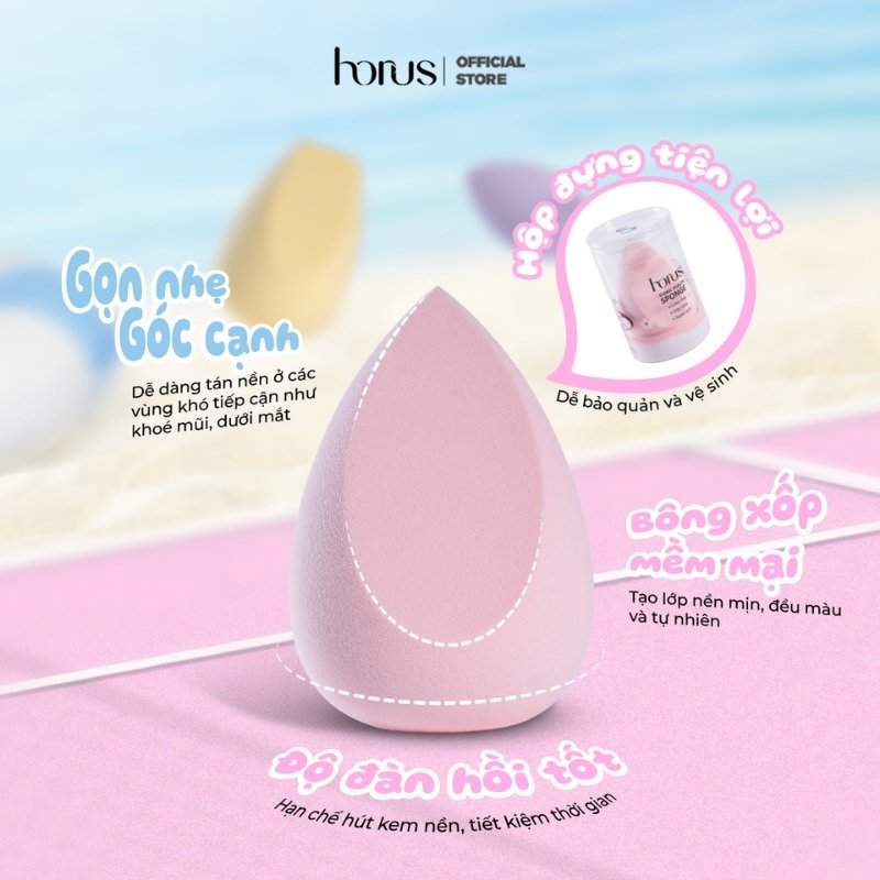 Bông Mút Trang Điểm Chuyên Dụng Horus Beauty Sponge - 03 Pink