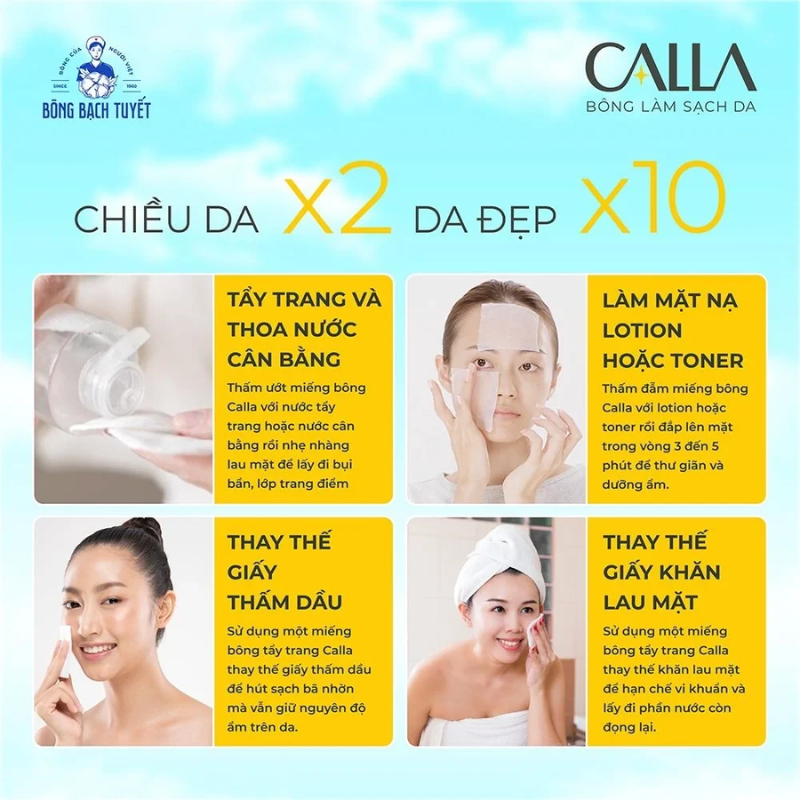Bông Tẩy Trang Mềm Mịn Calla Soft Plus (Vàng)