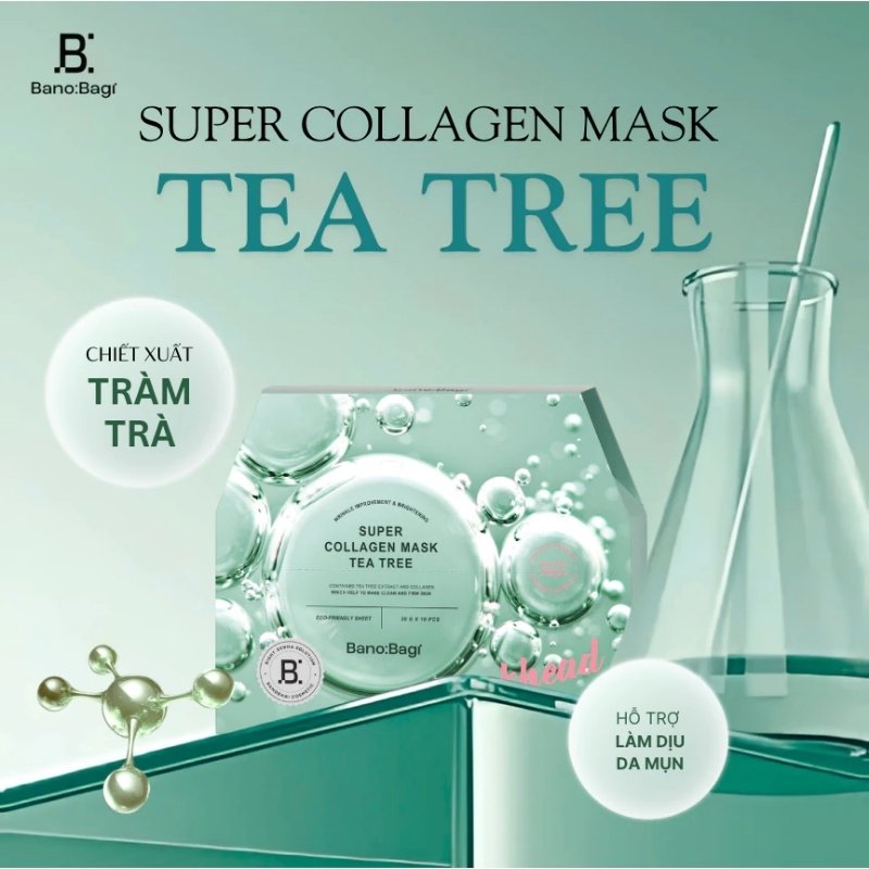 Mặt Nạ Giấy Giảm Mụn Banobagi Super Collagen Mask Tea Tree Blackhead 30g (Nhập Khẩu)