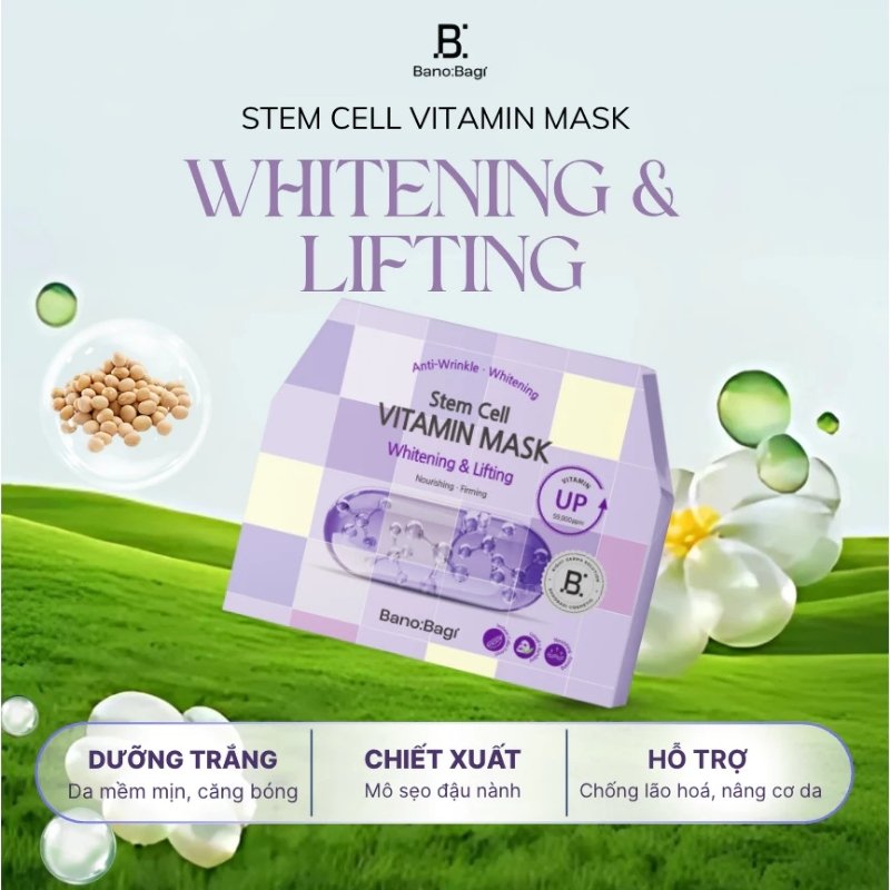 Mặt Nạ Giấy Banobagi Stem Cell Vitamin Mask Whitening & Lifting (Dưỡng Sáng, Săn Chắc Da)