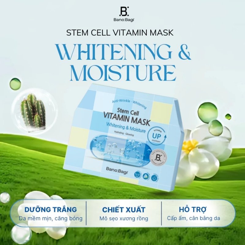 Mặt Nạ Giấy Banobagi Stem Cell Vitamin Mask Whitening & Moisture (Dưỡng Sáng, Cấp Ẩm)