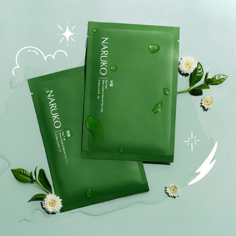 Mặt Nạ Giấy Naruko Tea Tree Shine Control Blemish Clear (Tràm Trà)