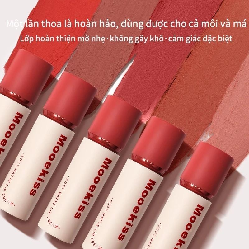 Son Kem Lâu Trôi Mooekiss Soft Matte Lip Cream Velvet 3g (Nắp Đỏ)