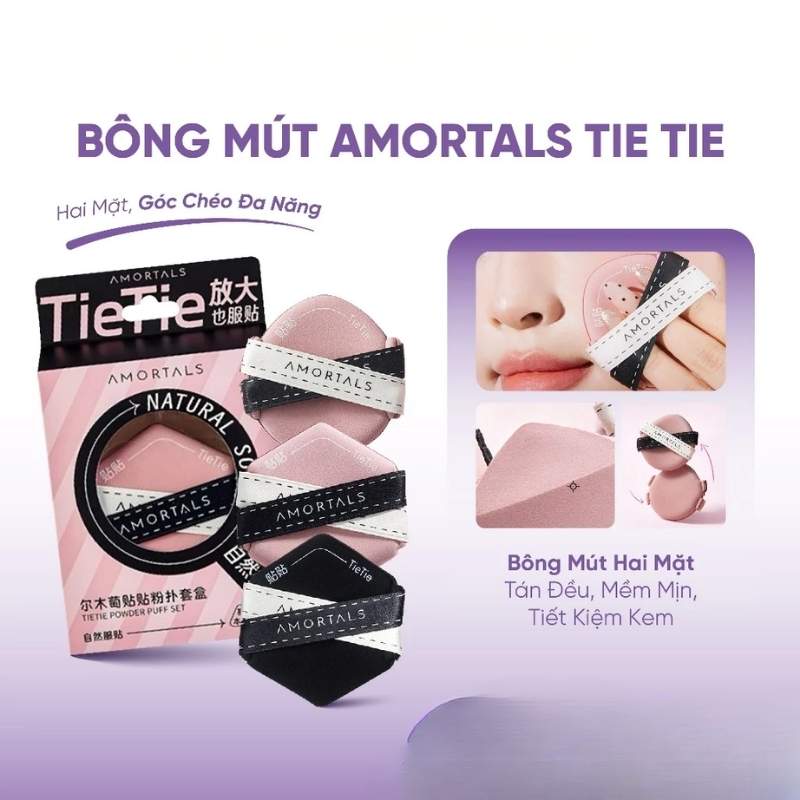 Set 3 Bông Mút Tán Kem Nền Dạng Lỏng Amortals TieTie Powder Puff Set