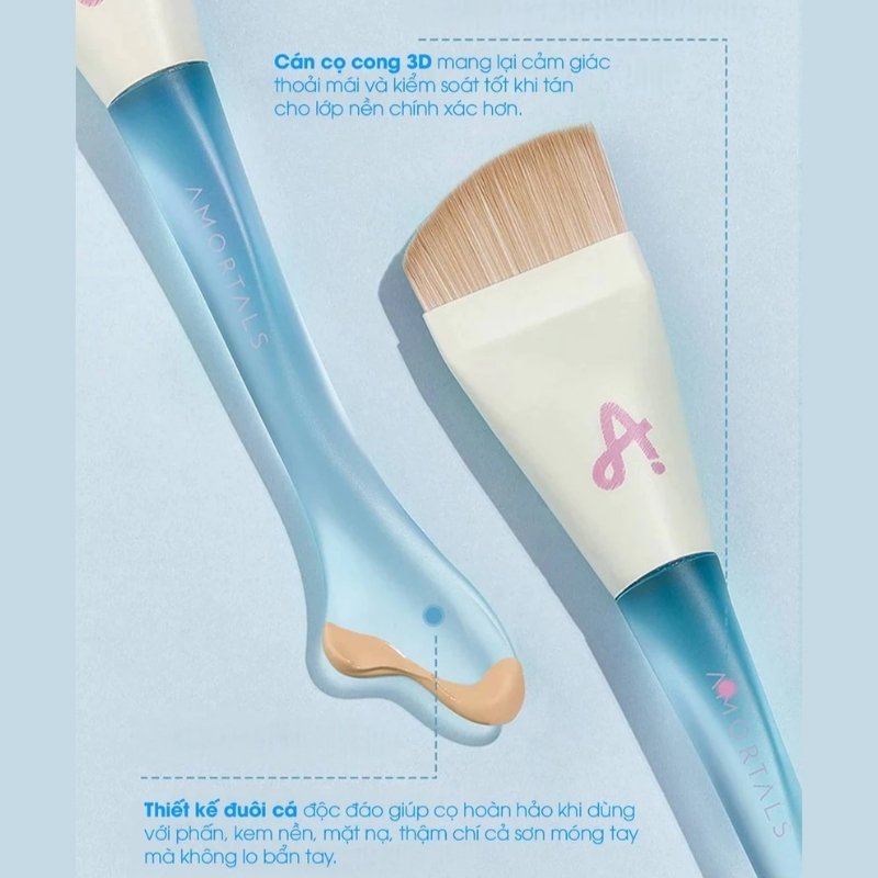 Cọ Tán Nền Tiên Cá Đầu Vát Che Phủ Tự Nhiên Amortals Fish Tail Slim Arc Foundation Brush