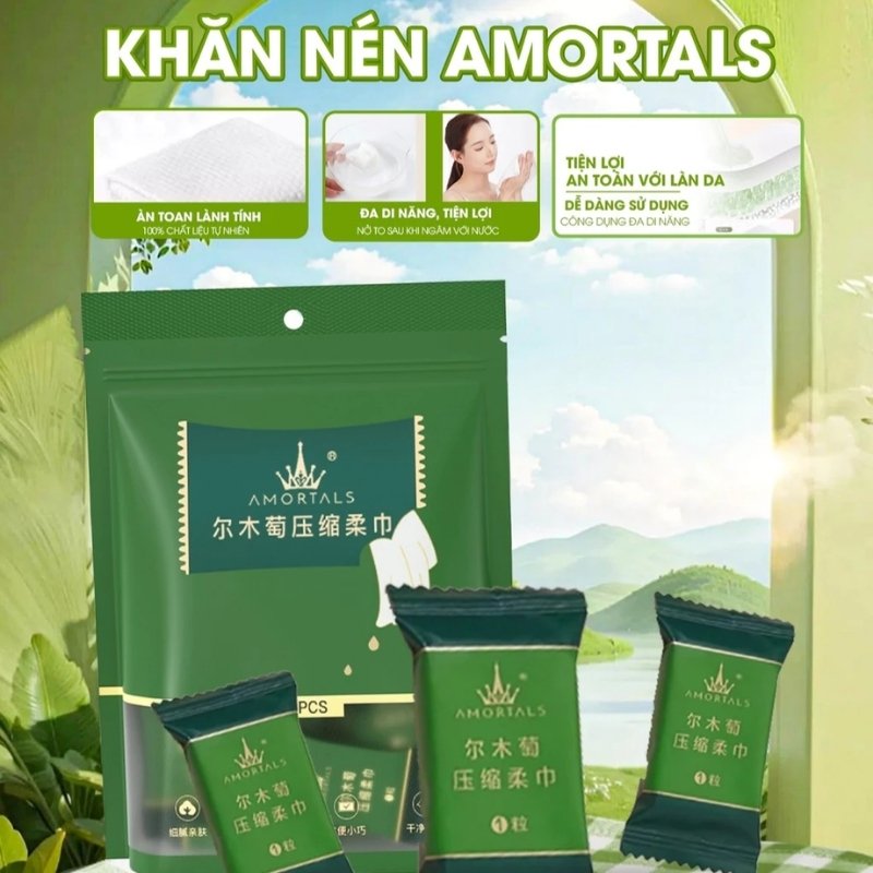 Khăn Nén Cao Cấp Amortals Compressed Towel Tablets