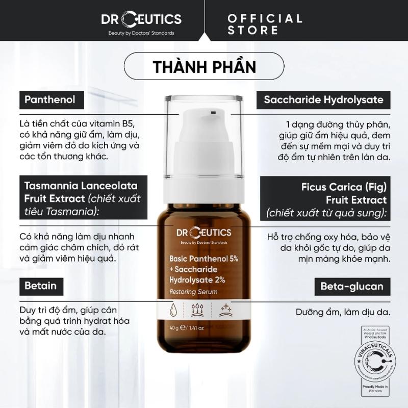 Tinh Chất DrCeutics Phục Hồi Da Basic Panthenol 5% + Saccharide Hydrolysate 2% Restoring 40g