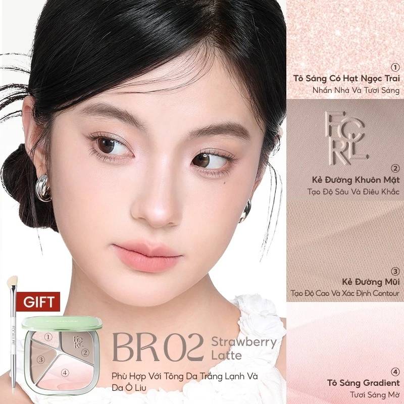 Phấn Tạo Khối 4 Ô Focallure 4 Color Highlighter Contour Palette 15.5g