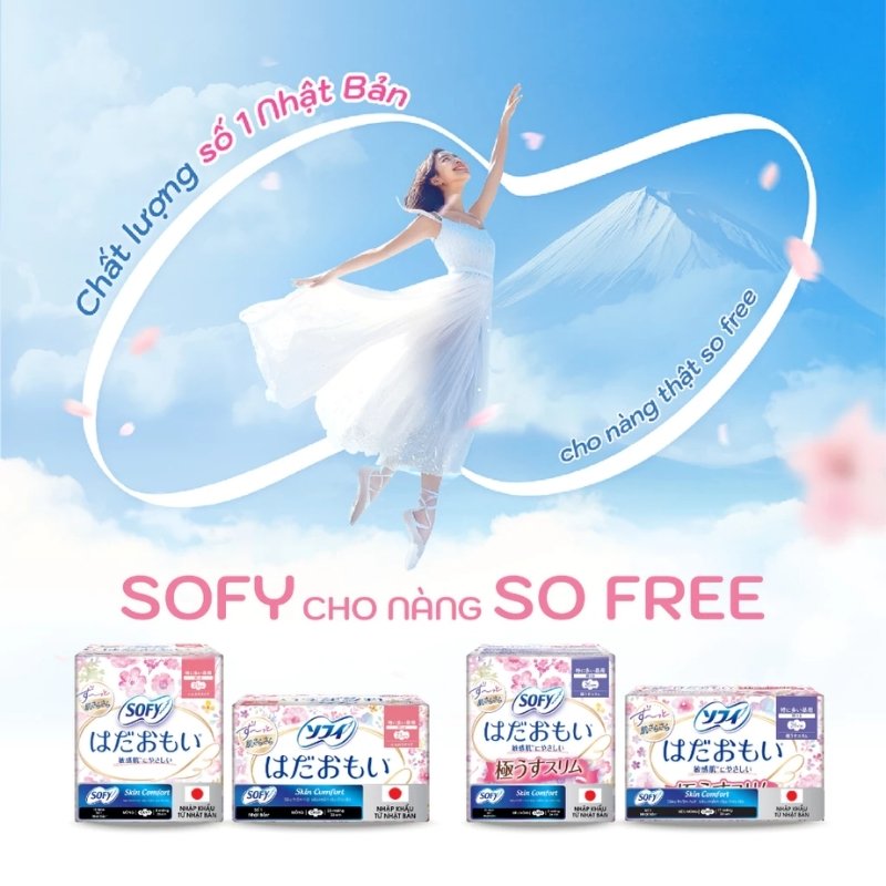 Băng Vệ Sinh Sofy Skin Comfort Siêu Mỏng Cánh (Hồng) 23cm