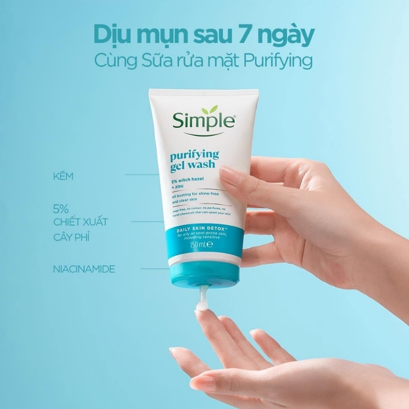 Gel Rửa Mặt Simple Kiềm Dầu, Ngừa Mụn Cho Da Nhạy Cảm Purifying Gel Wash 150ml