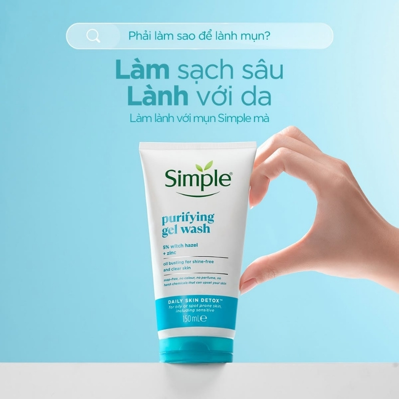 Gel Rửa Mặt Simple Kiềm Dầu, Ngừa Mụn Cho Da Nhạy Cảm Purifying Gel Wash 150ml