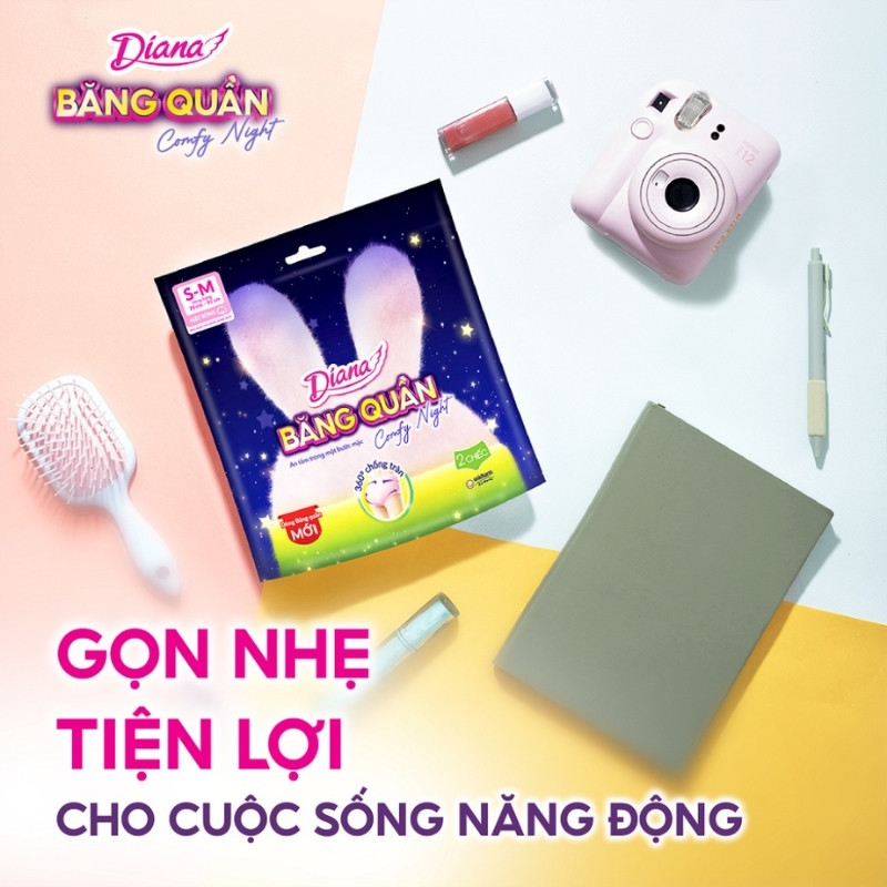 Băng Vệ Sinh Diana Dạng Quần 360 Độ Chống Tràn Comfy Night Size S-M (Ban Đêm)