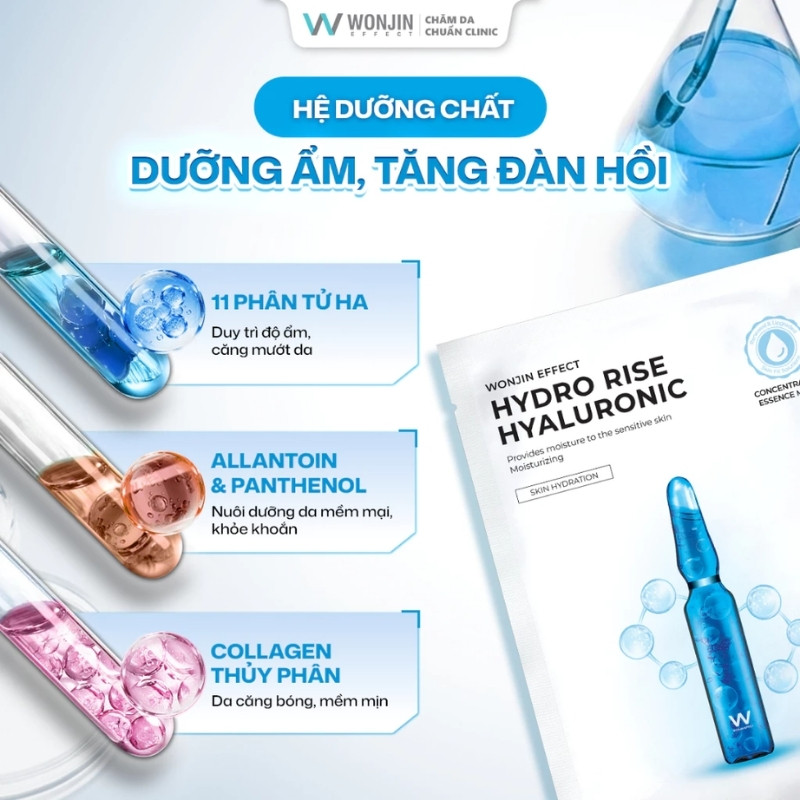 Mặt Nạ Truyền HA Wonjin Effect Hydro Rise Hyaluronic Concentrated Essence Mask (Mẫu Mới)
