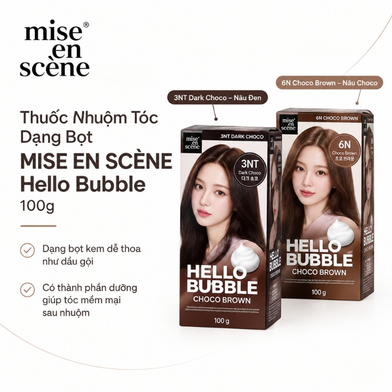 Thuốc Nhuộm Tóc Dạng Bọt Mise En Scene Hello Bubble 100g (Mẫu Mới)