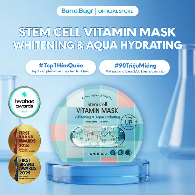 Mặt Nạ Giấy Banobagi Stem Cell Vitamin Mask Whitening & Aqua Hydrating 30g (Nhập Khẩu)