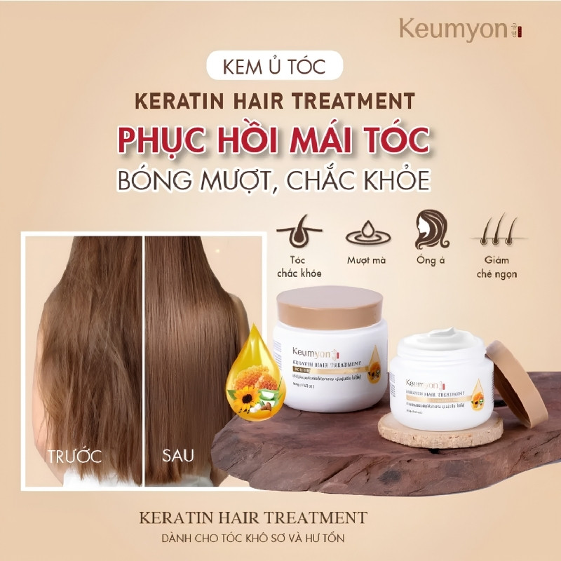 Kem Ủ Tóc Keumyon Keratin Giúp Tóc Chắc Khoẻ, Giảm Chẻ Ngọn Hair Treatment 500g (Nhập Khẩu)