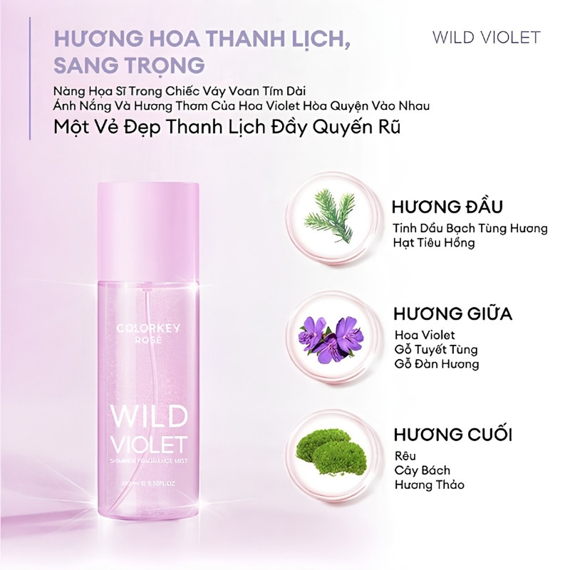 Xịt Thơm Colorkey Rosé Shimmer Fragrance Mist 100ml